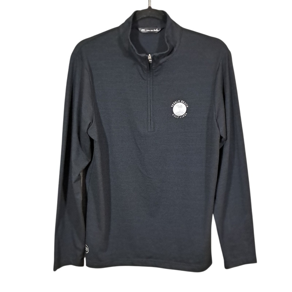 Travis Mathew Pullover Mens Small Black 1/4 Zip Performance Pebble Beach Golf